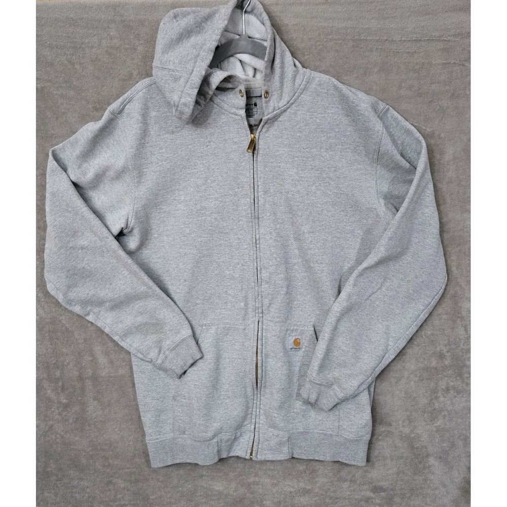 Carhartt Zip Up Hoodie Loose Fit Large Tall Gray Workwear‎ Heavyweight